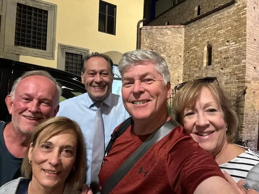 Adele H group dining in Italy