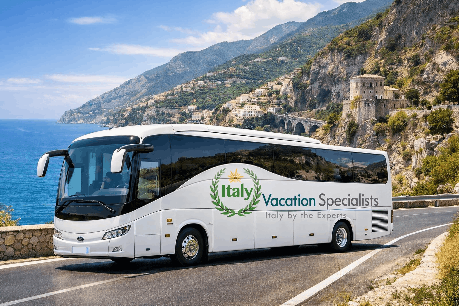 IVS branded bus tour along the Italian coast