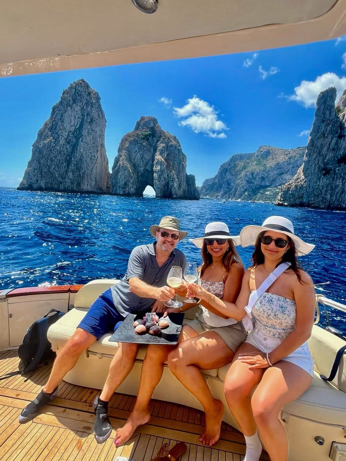 Positano cliffside village view from private boat tour on Amalfi Coast