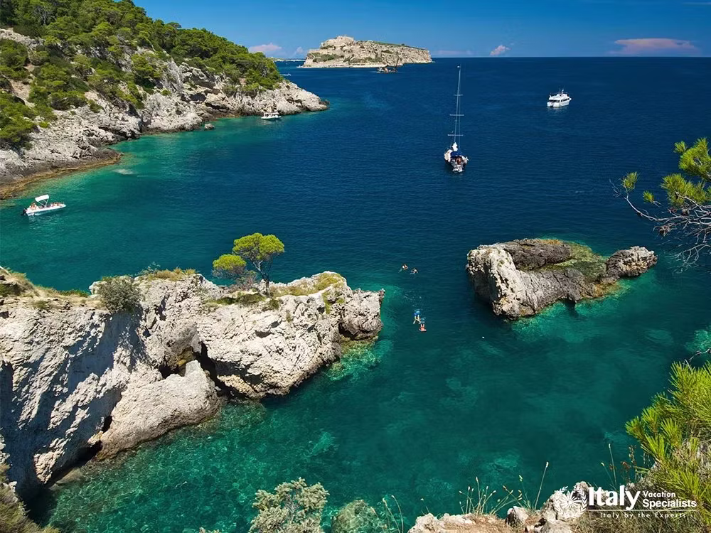 A Secluded Cove Overlooking San Nicola Island