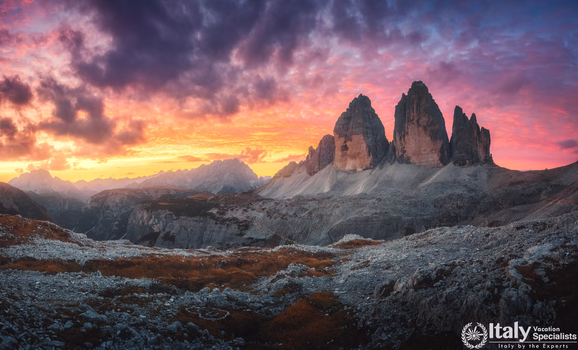 Orange Sunset Over Tre Cime di Lavaredo Peaks 2026 09 23 06 33 39 Utc, Dolomites, Trentino-Alto-Adgie / South Tyrol