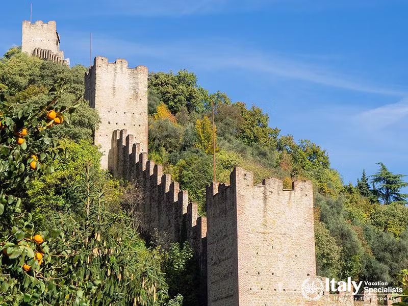 Marostica, Vicenza, Italy The castle at the upper part of the town on the top of the hill