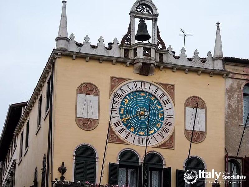 Big ancient clock in Piazza della LibertÃ  (Liberty Square) in Bassano del Grappa