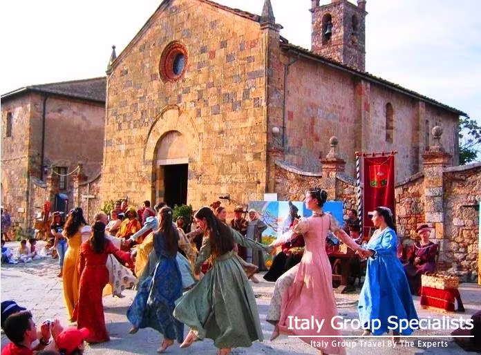 Medieval Festival Summertime at Monteriggioni, Tuscany, Italy 