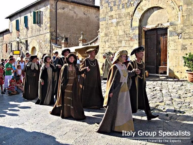 Festival in historic centre of Montereggioni, Tuscany Italy 