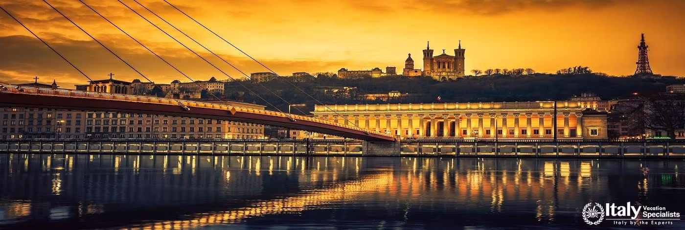 View of Saone River at Sunset,Lyon, France