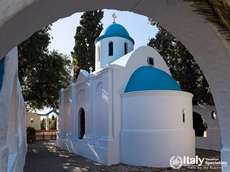Small Traditional Church at Sunset in Kos Island, Greece