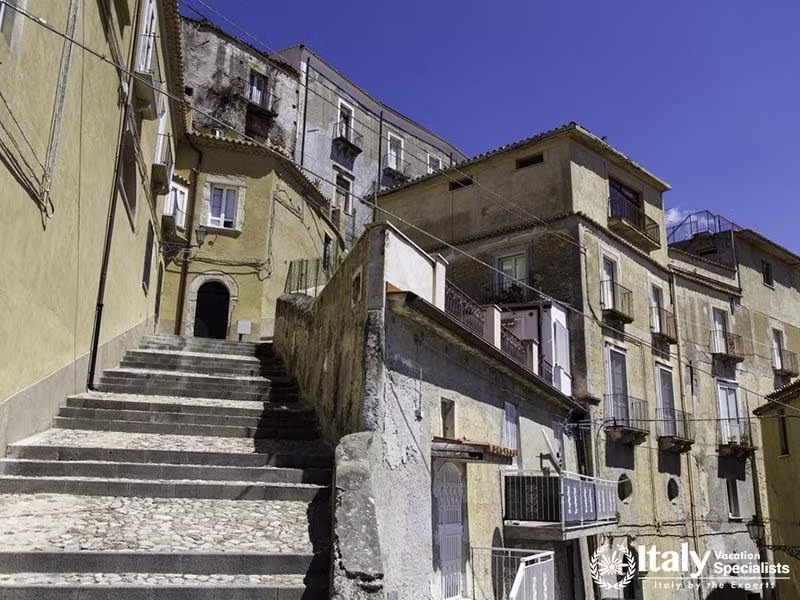 panorama of the houses in the old town of Amantea, Calabria Italy