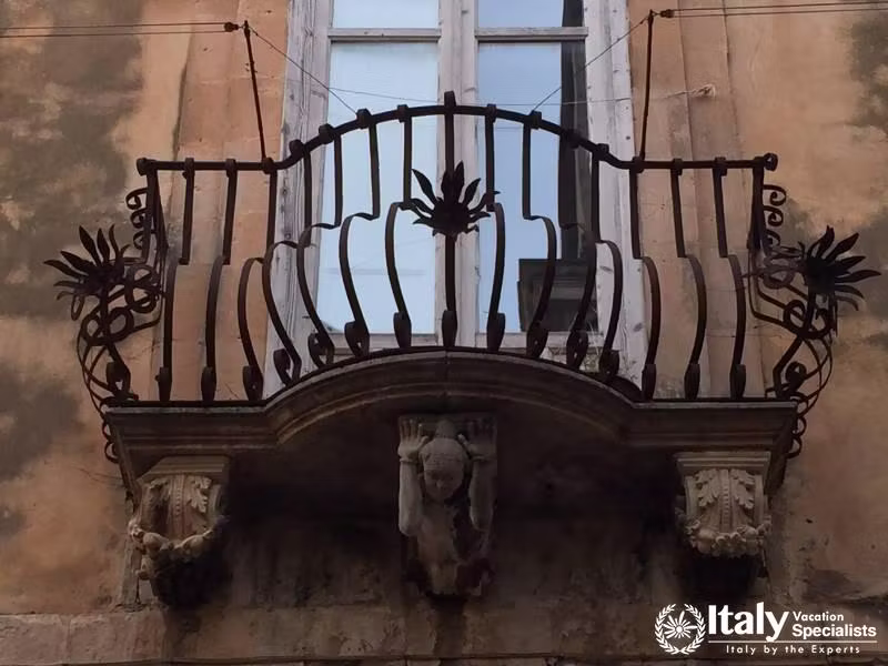 Modica, Sicily - Balcony - Typical Baroque Architecture 