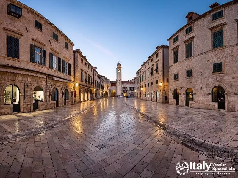 Panorama of Stradun Street in Dubrovnik, Dalmatia, Croatia
