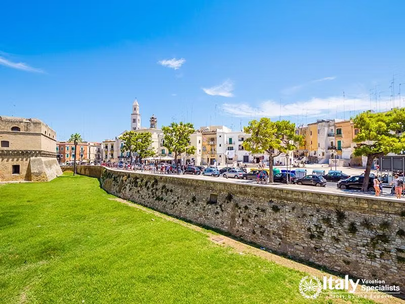 View of Swabian Castle, old town. Bari is the capital city of the Metropolitan City of Bari and of t