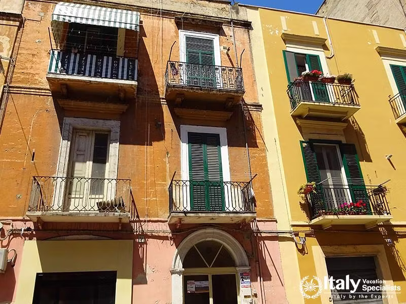 Typical Italian residential architecture. Apartment building in the Italian city Bari. Bari is capit