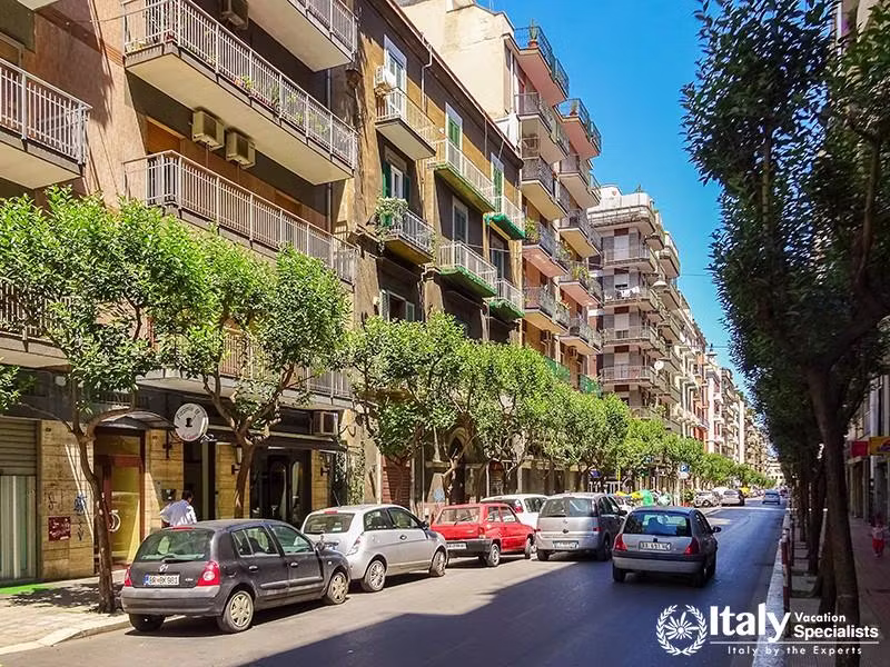 View of a narrow street in the Italian city Bari. Bari is the capital city of the Metropolitan City 