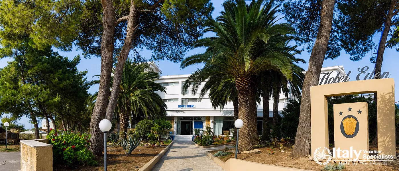 Entrance Surrounded by Mediterranean Gardens in Hotel Eden – Tremiti Islands