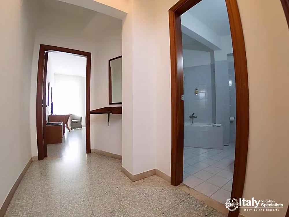 Guest Room Hallway and Private Bathroom at Hotel Eden – Tremiti Islands