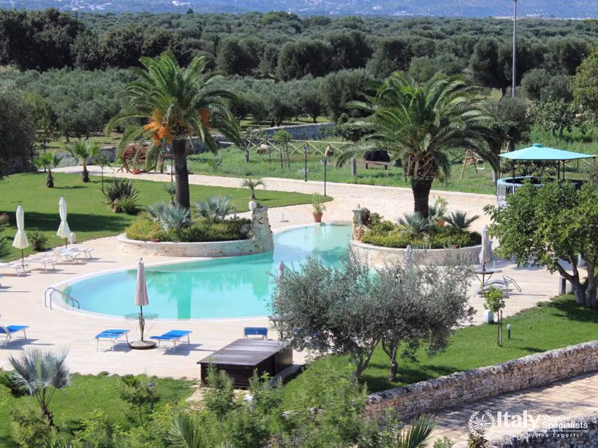 Panoramic View of the Pool and Olive Grove Estate