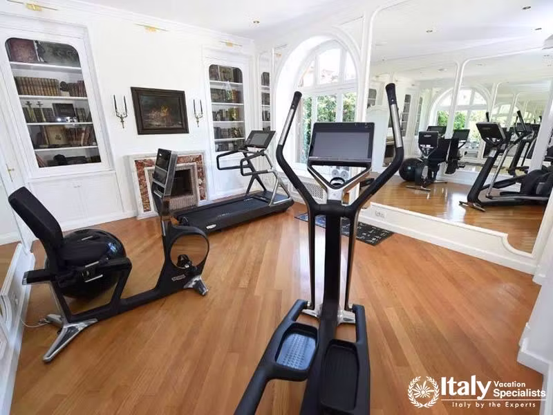 Modern fitness center with natural light and top equipment.