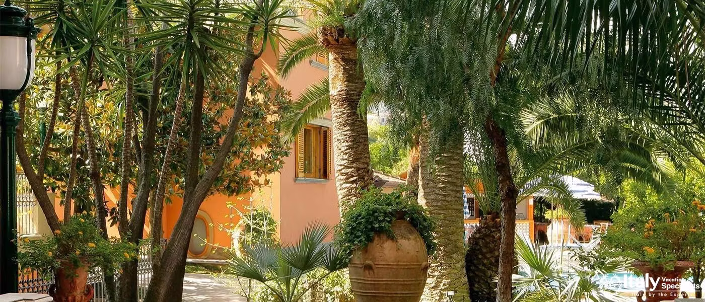 Tranquil Mediterranean gardens at Grand Hotel Ambasciatori.
