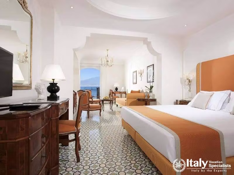 Elegant suite with Mediterranean-inspired decor.