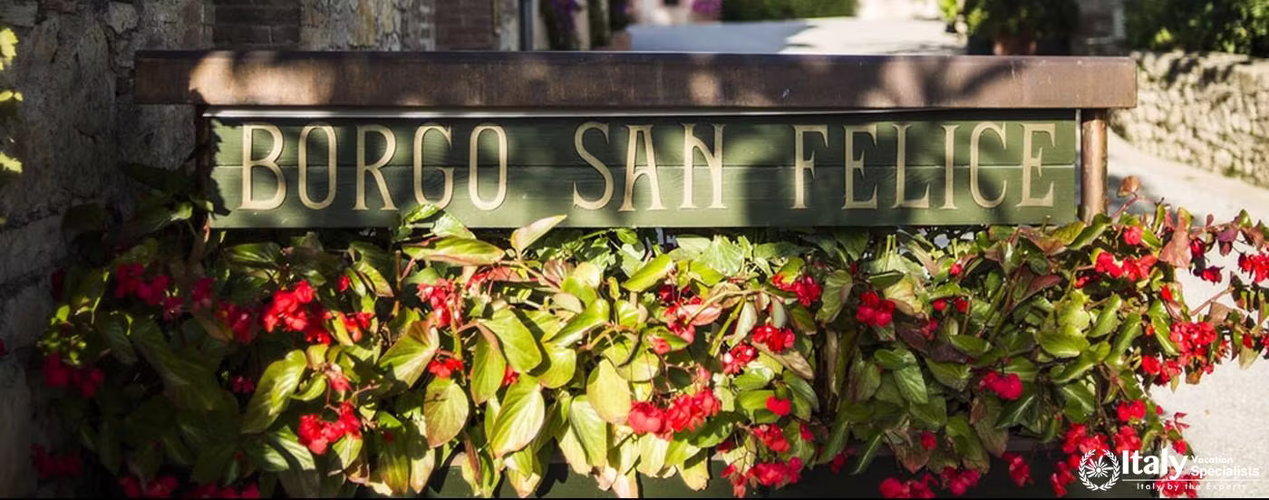 Title board at Borgo San Felice Hotel