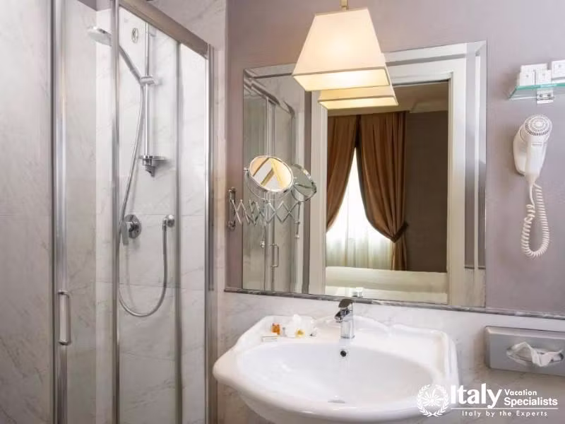 Marble Bathroom Details in Hotel Rapallo Florence Italy | Refined Amenities