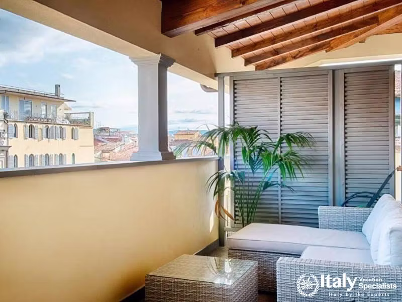 Private Balcony Panorama in Hotel Rapallo Florence, Italian Skyline