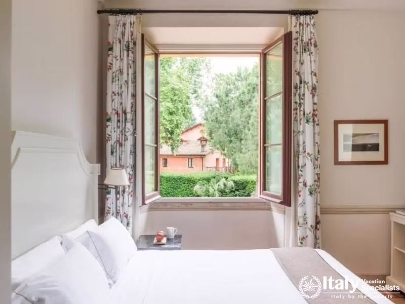 Bright room with picturesque window view at QC Termeroma Spa and Resort