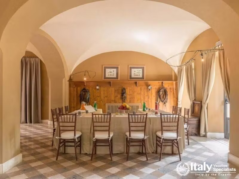Elegant dining setup under grand arches at QC Termeroma Spa and Resort