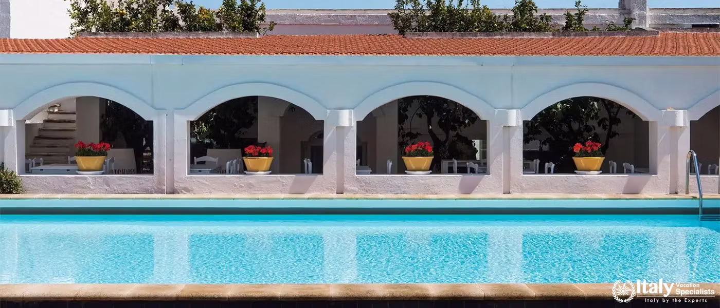 Poolside View at Masseria Il Melograno in Monopoli, Italy