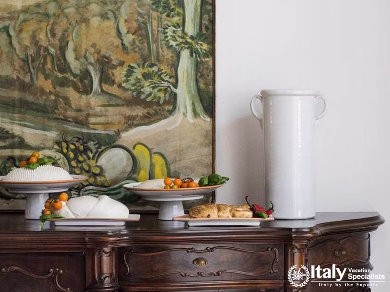 Decorative Table with Fruit and Desserts in Masseria Il Melograno in Monopoli, Italy