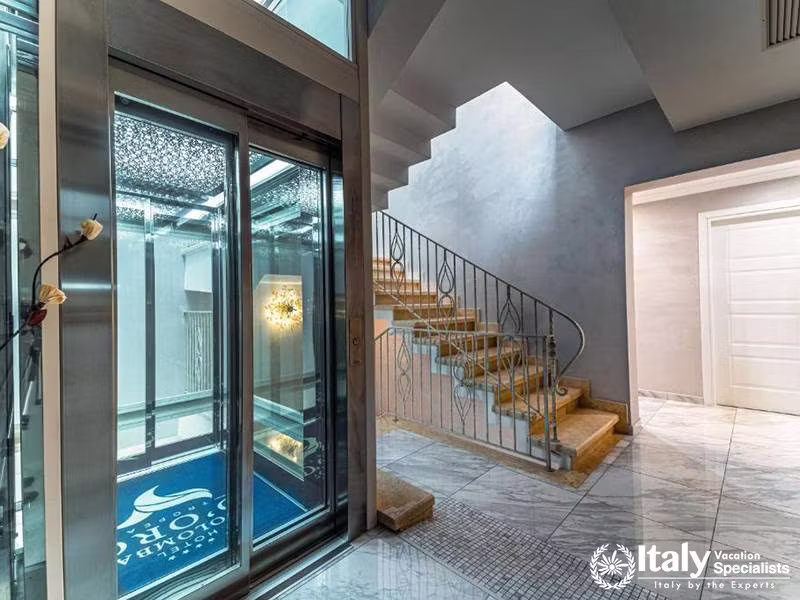 Elevator and Staircase Entrance at Hotel Colomba D'Oro in Tropea, Italy