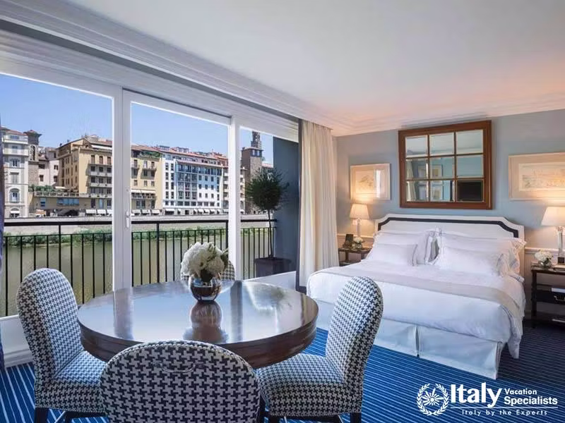 Luxurious Room with Scenic Riverside Views at Hotel Lungarno in Florence, Italy