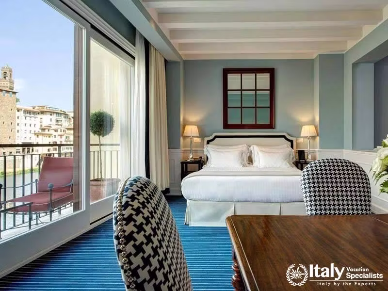 Comfortable and Stylish Bedroom at Hotel Lungarno in Florence, Italy