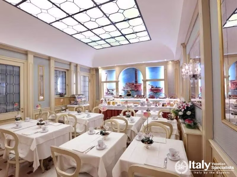 Bright and inviting, the breakfast room at Hotel Colombina is a delightful start to the day.