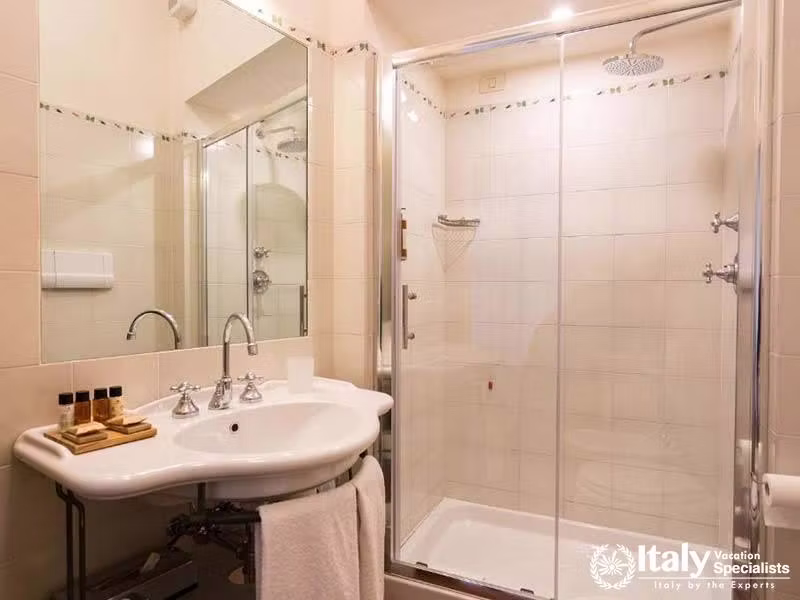 Elegant Shower Area at Hotel Villa Marsili in Cortona, Italy