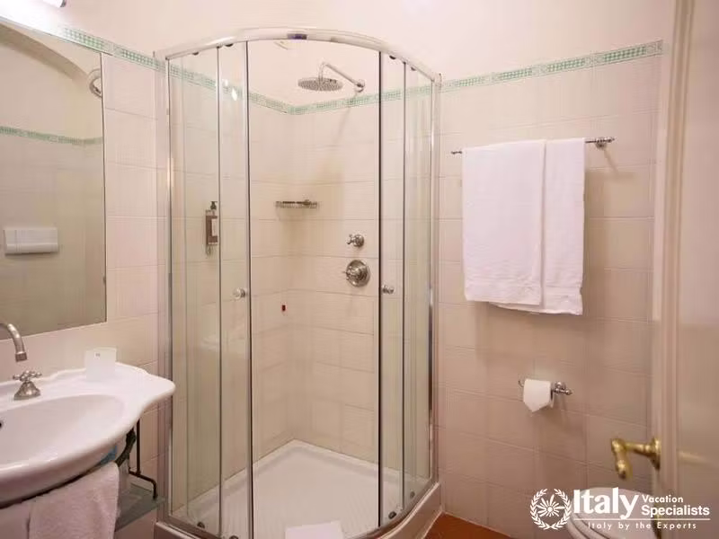 Stylish Glass Shower at Hotel Villa Marsili in Cortona, Italy