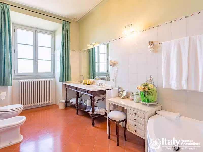 Elegant Bathroom at Hotel Villa Marsili in Cortona, Italy