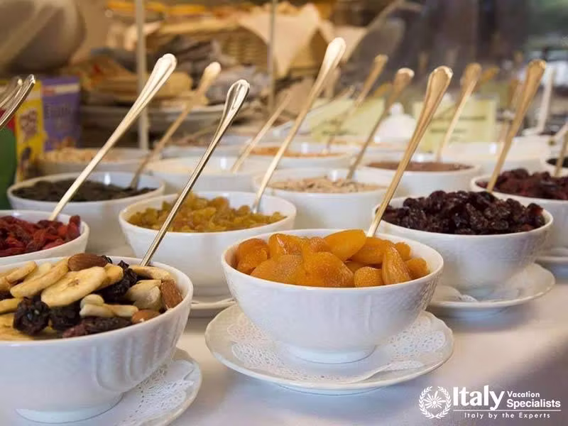 Exquisite Breakfast Spread with Assorted Delicacies at Hotel Villa Marsili in Cortona, Italy