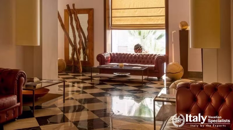 Antique sofas and sitting area in Hotel Federico