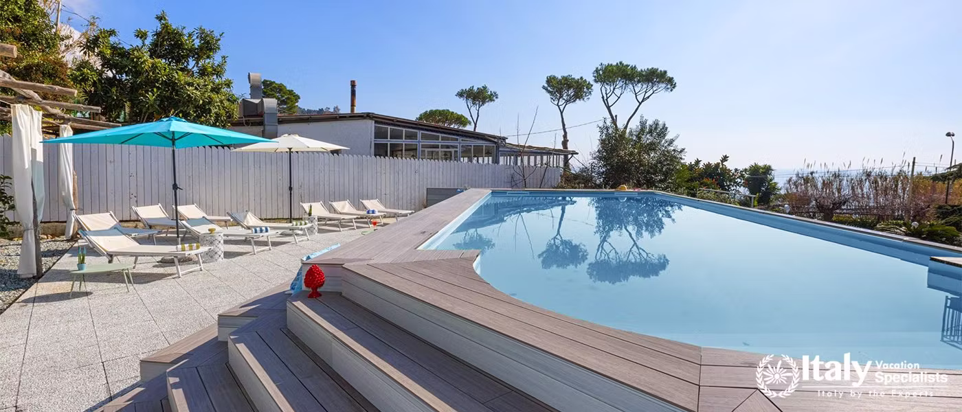 Inviting Outdoor Pool Area in Villa del Mar, Marina del Cantone