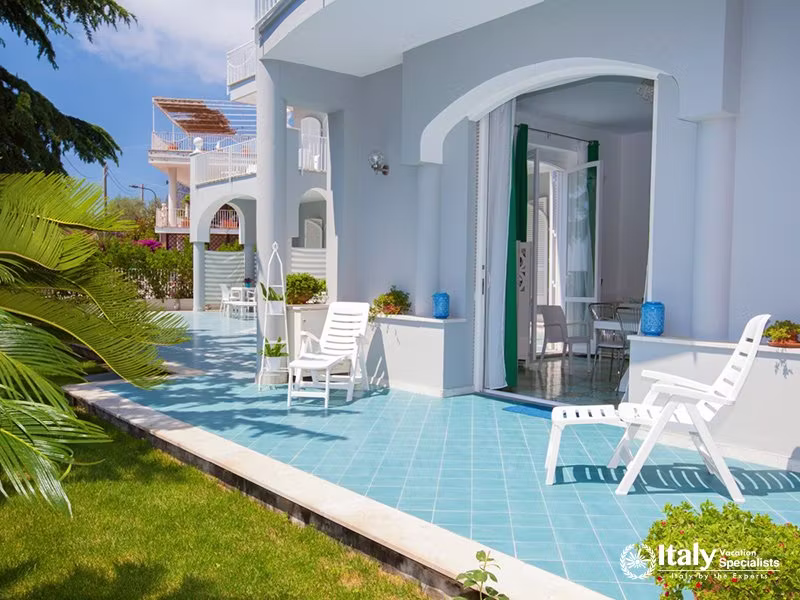 Exterior with Bright Tiles of Villa del Mar, Marina del Cantone