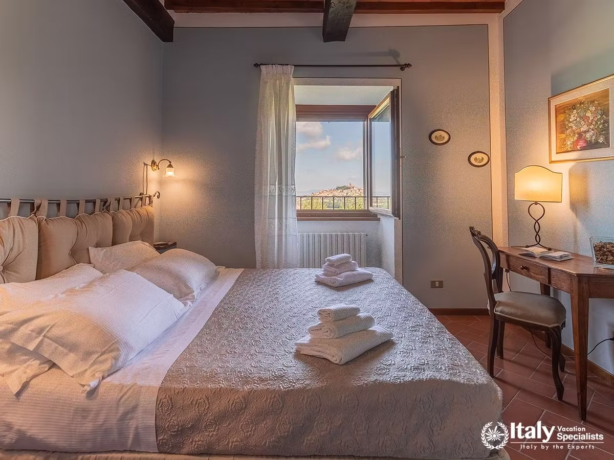 Elegant Double Bedroom with Panoramic Views at Villa Buccelletti