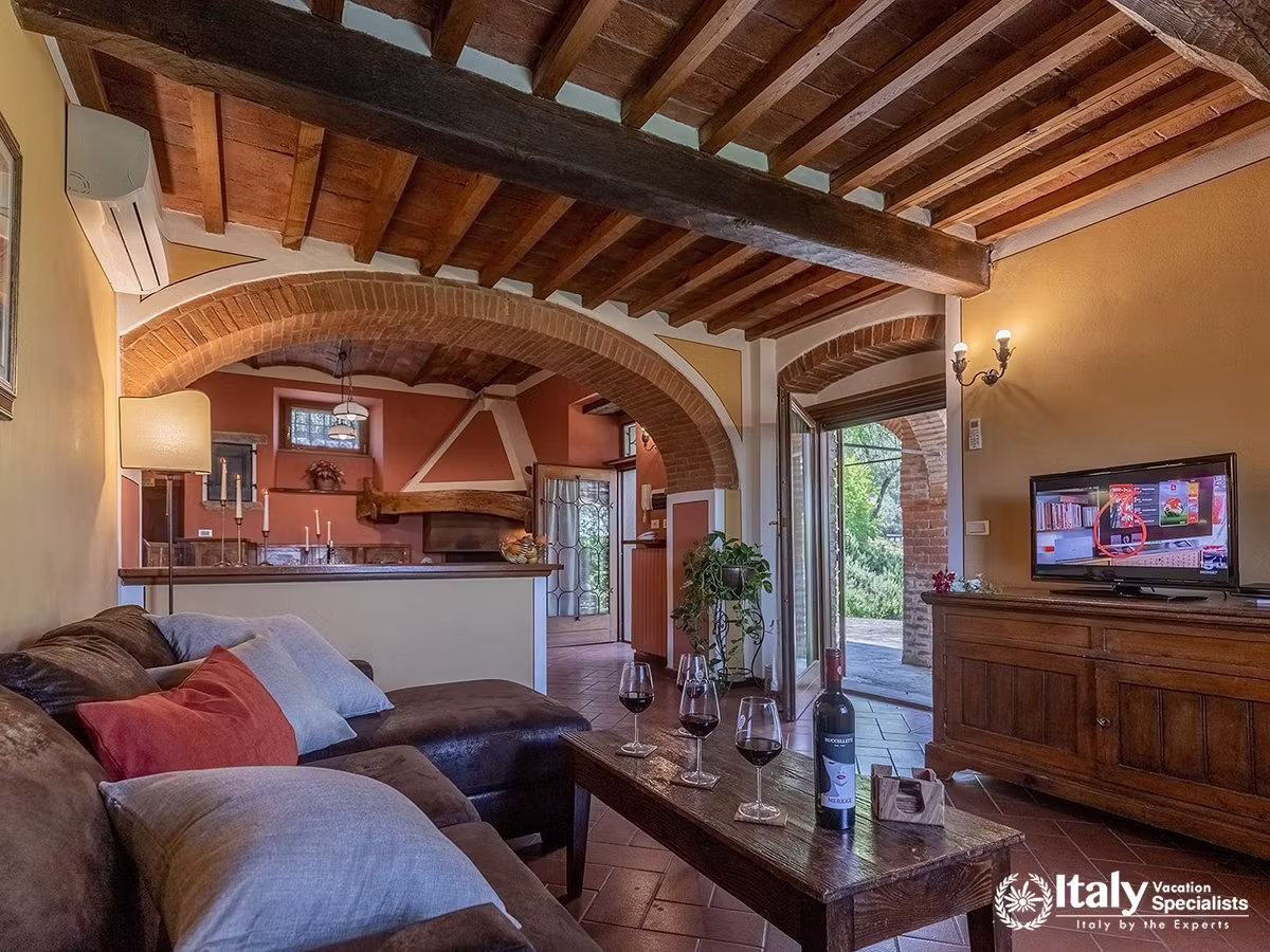 Elegant Living Room with Terrace Access at Villa Buccelletti