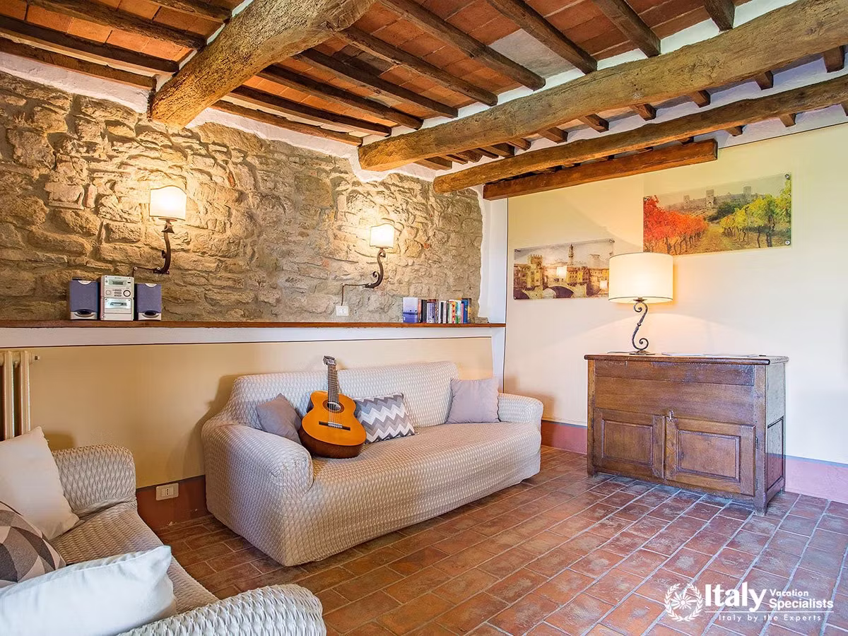 Charming Stone-Walled Living Room at Villa San Martino