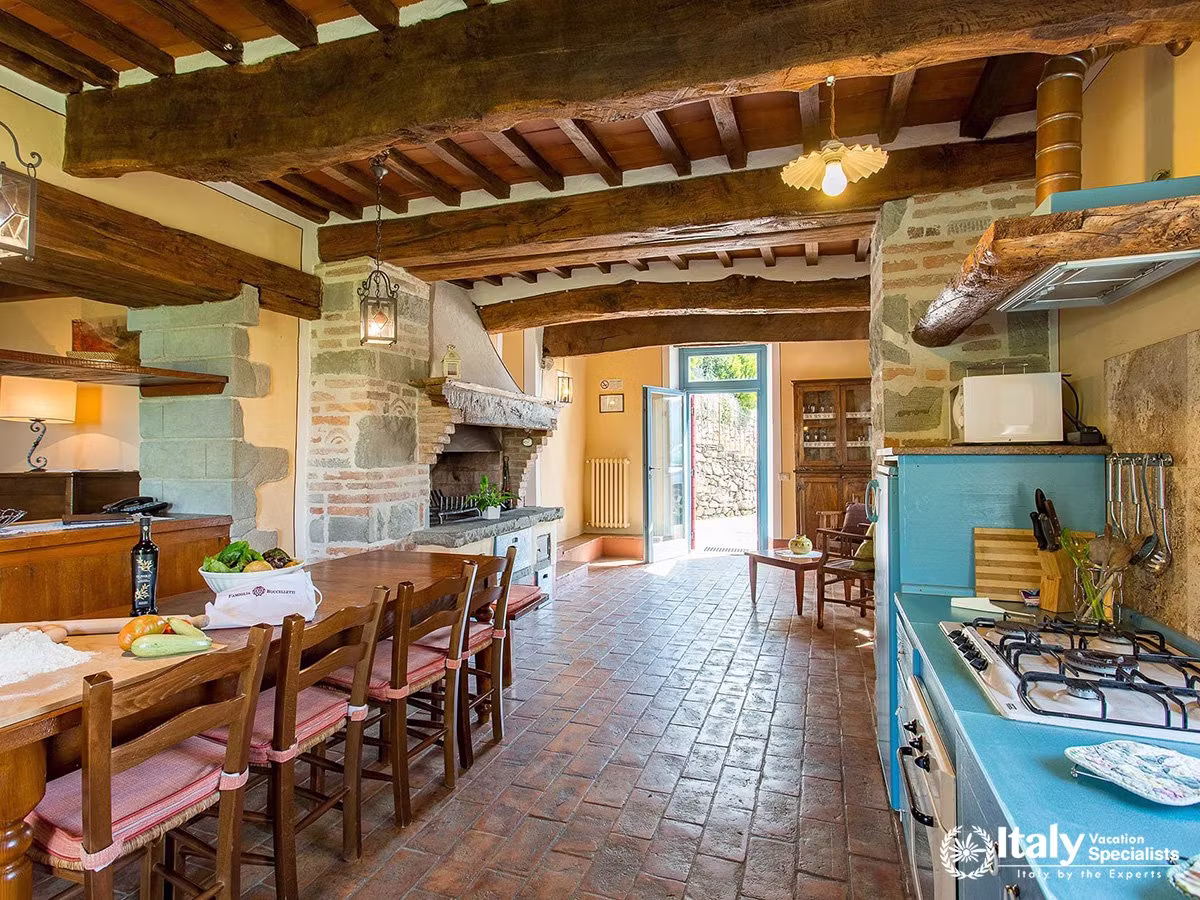 Rustic Tuscan Kitchen and Dining Area at Villa San Martino