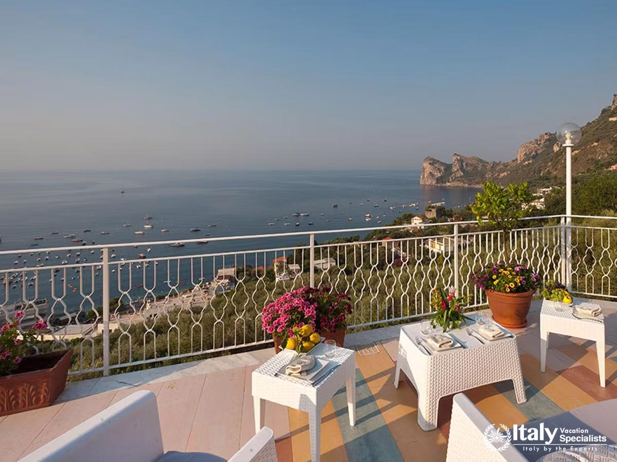 Terrace Dining with Sweeping Views of Nerano Bay