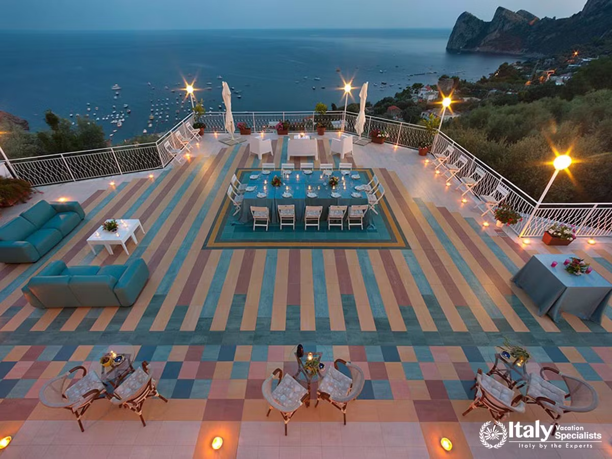 Twilight Dining Above the Mediterranean Sea