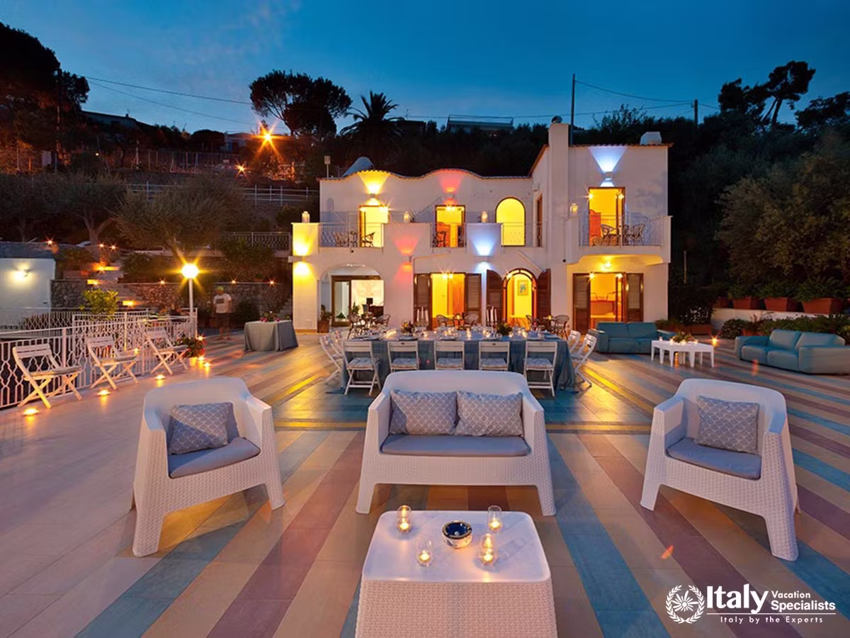 Villa Esattezza Illuminated Under the Evening Sky
