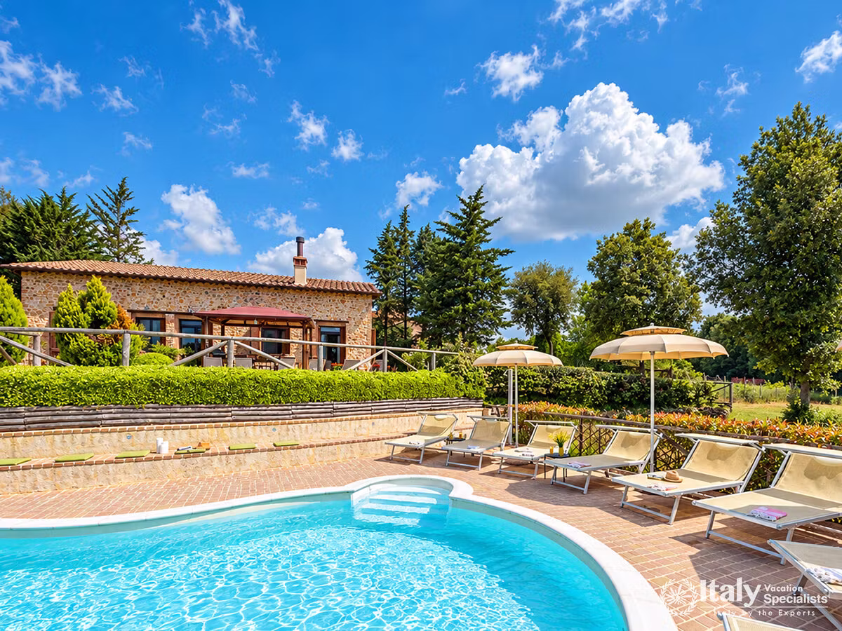 Poolside Terrace with Stone Villa Views