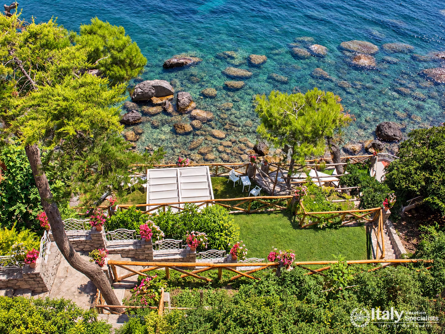 Terraced Seaside Gardens Above the Rocky Shore